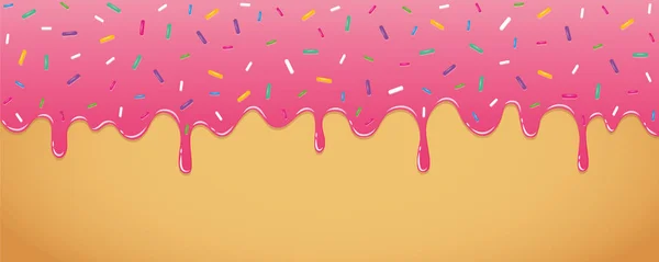 粉红色的甜融化的糖霜与五颜六色的洒水 — 图库矢量图片