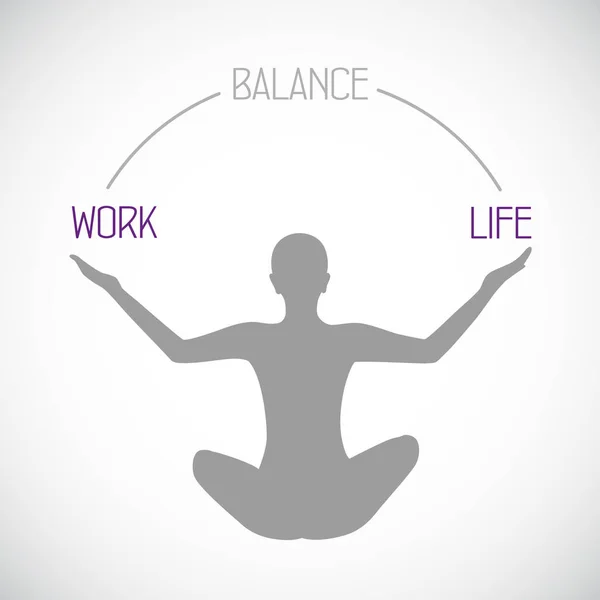 Person silhuet mediterer for arbejde og liv balance sund livsstil – Stock-vektor