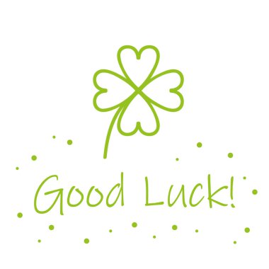 iyi şanslar tipografi ile yeşil dört yapraklı yonca