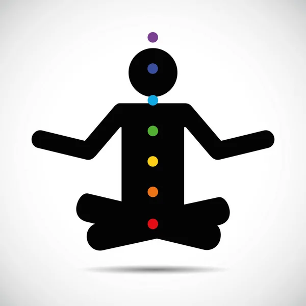 Person meditates chakra points pictogram — Stock Vector