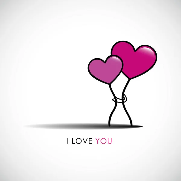 Amo Você Cartão Com Dois Corações Rosa Ilustração Vetorial Eps10 — Vetor de Stock