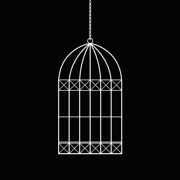 Cage à oiseaux sur fond noir — Image vectorielle