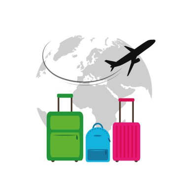 renkli durumlarda seyahat illüstrasyon uçan uçak