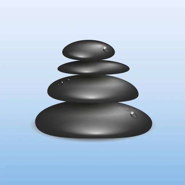 Black spa zen stones on blue background — Stock Vector