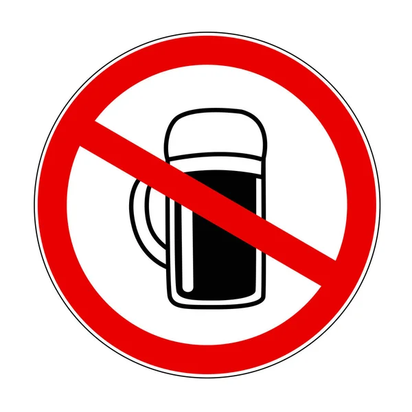 No alcohol forbidden sign with beer isolated on white background — Stock Vector