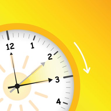summer time yellow clock standard time after advancing for daylight saving time clipart