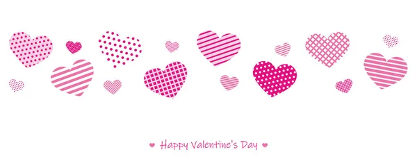 Cartão de dia rosa dos namorados com corações padrão —  Vetores de Stock