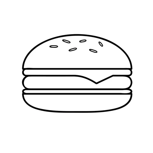 Burger Fast Food einfaches Symbol Piktogramm Umriss — Stockvektor