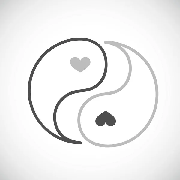 Yin y yang pareja con corazones — Archivo Imágenes Vectoriales