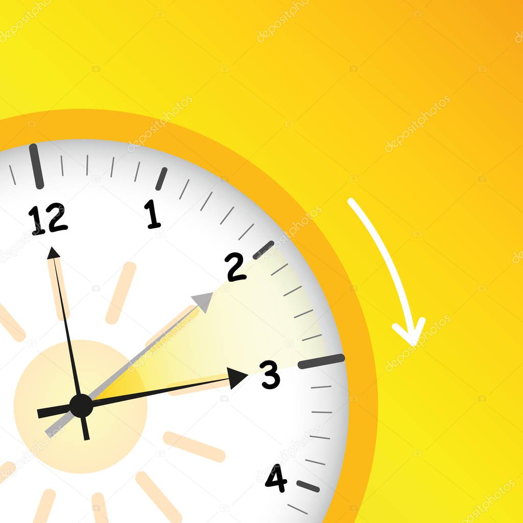 summer time yellow clock standard time after advancing for daylight saving time