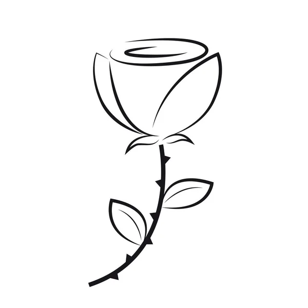 Kwiat róży doodle ikonę kontur — Wektor stockowy