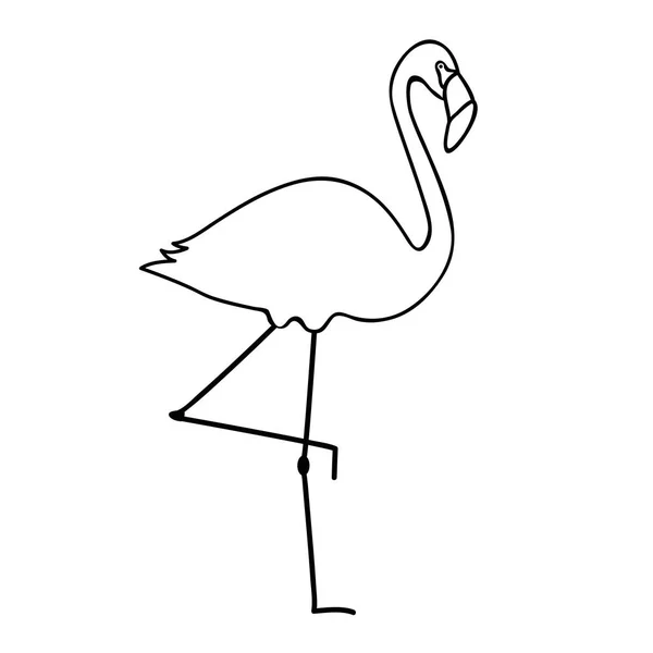 Flamingo ícone simples pictograma esboço — Vetor de Stock
