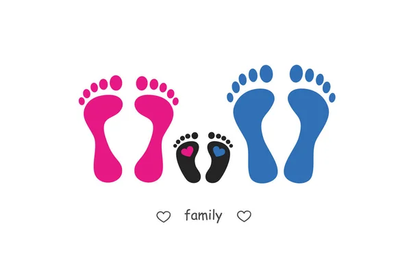 Footprint mother baby and father — Stock Vector