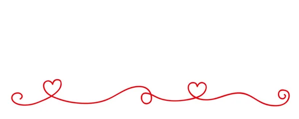 Borda de tendril coração vermelho isolado no fundo branco — Vetor de Stock