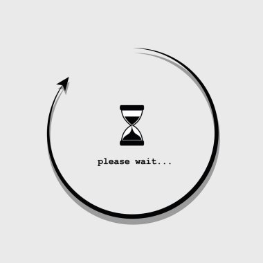 loading please wait infographic with hourglass in a circle clipart