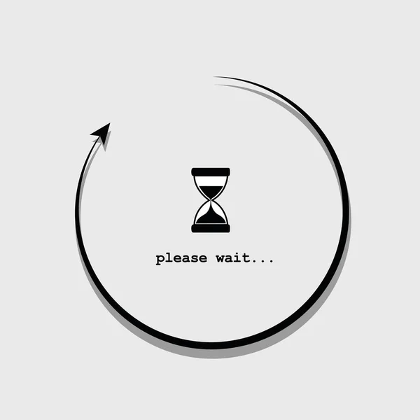 Loading please wait infographic with hourglass in a circle — Stock Vector