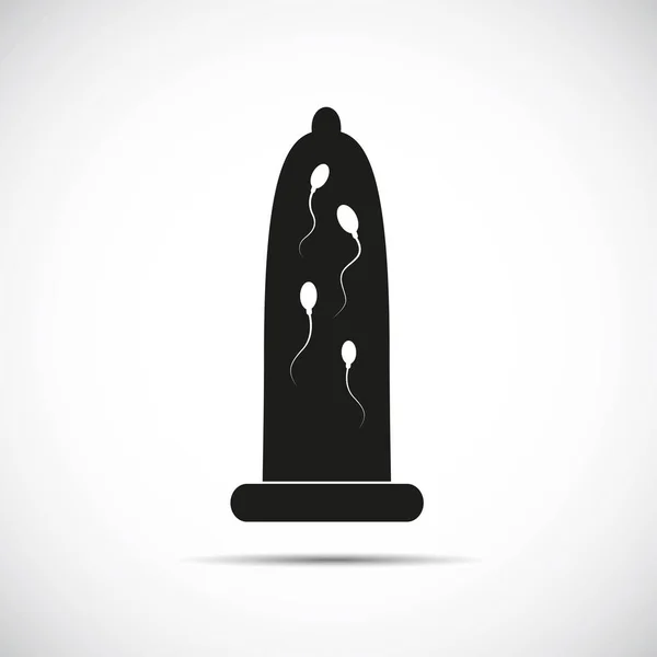 Černý kondom se spermie dovnitř — Stockový vektor