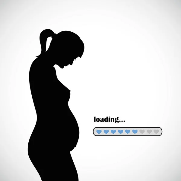 Schwangere Frau Silhouette Baby Junge beim Laden — Stockvektor
