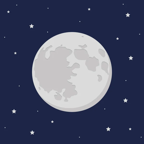 Moon and stars in the dark sky — Stock Vector
