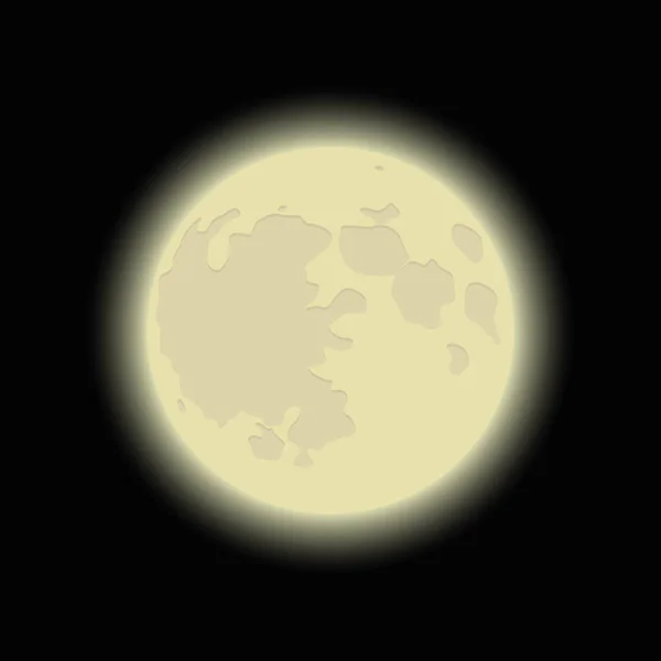 Glänzender Mond auf dunklem Hintergrund — Stockvektor