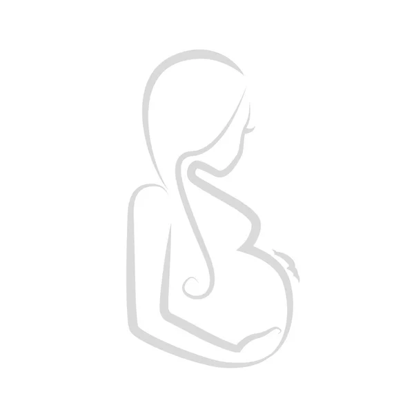 Mulher grávida contorno isolado no fundo branco — Vetor de Stock