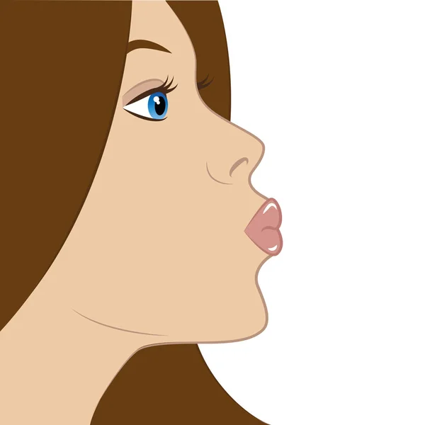Mooi jong meisje maakt kus lippen — Stockvector