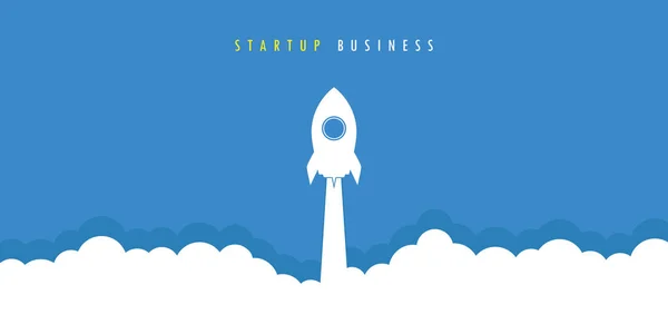 Cohete lanzamiento concepto de negocio de puesta en marcha — Vector de stock