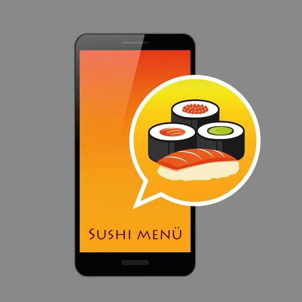 stock vector colorful sushi set smartphone app