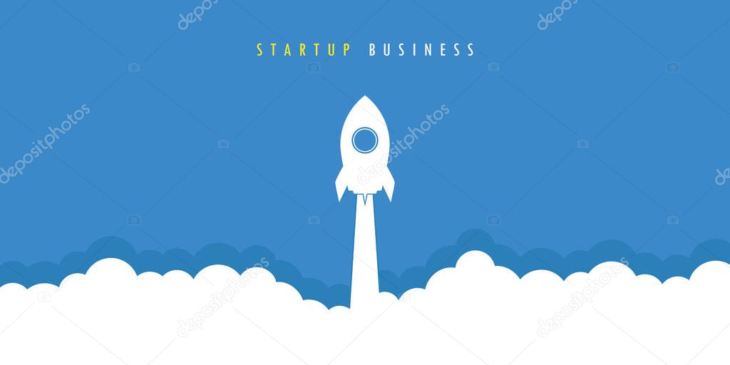 rocket launch startup business concept