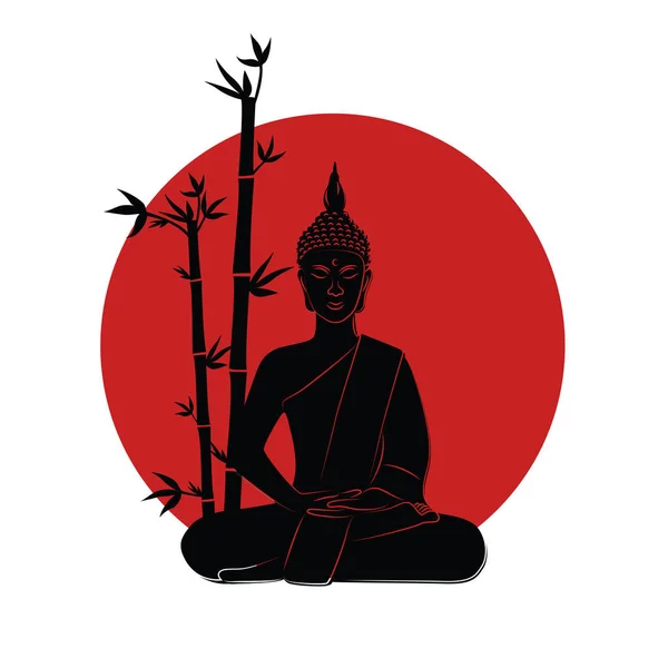 Buddha meditação bandeira japonesa — Vetor de Stock