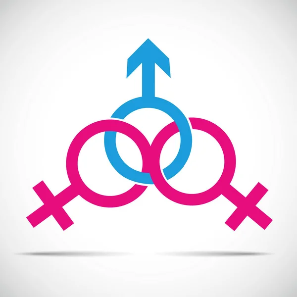 Εξαπατήσει σύντροφος σχέση και την απάτη ένα αρσενικό και δύο θηλυκό σύμβολο — Διανυσματικό Αρχείο