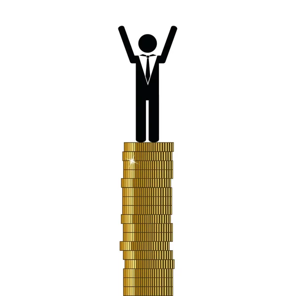 คนรวยยืนอยู่บนเหรียญทอง ภาพการเงิน — ภาพเวกเตอร์สต็อก