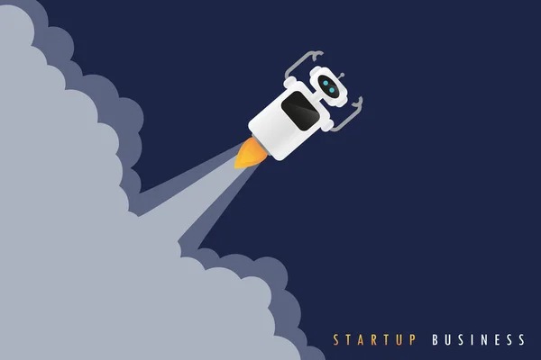 Concetto di startup business con lancio robot — Vettoriale Stock