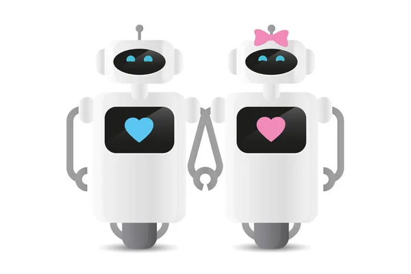 Robô casal menino e menina no amor — Vetor de Stock