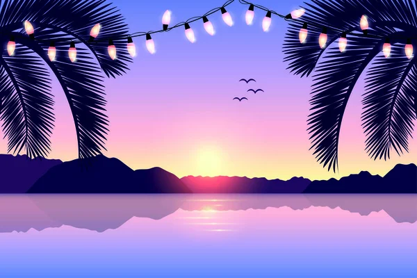 天堂海滩暑假明信片设计 — 图库矢量图片