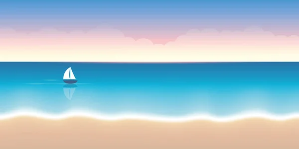 Yalnız yelkende sakin deniz yaz tatil arka plan üzerinde — Stok Vektör