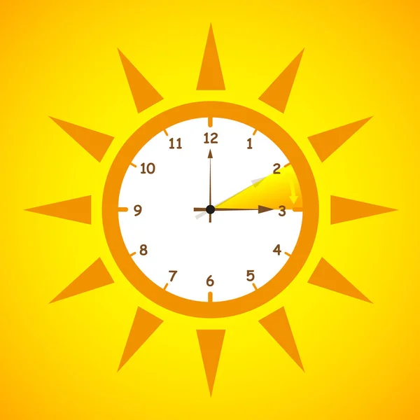 Hora estándar de verano después de avanzar para el horario de verano sobre fondo amarillo — Vector de stock