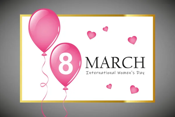 8th march international womans day greeting card with pink balloons — Stock Vector