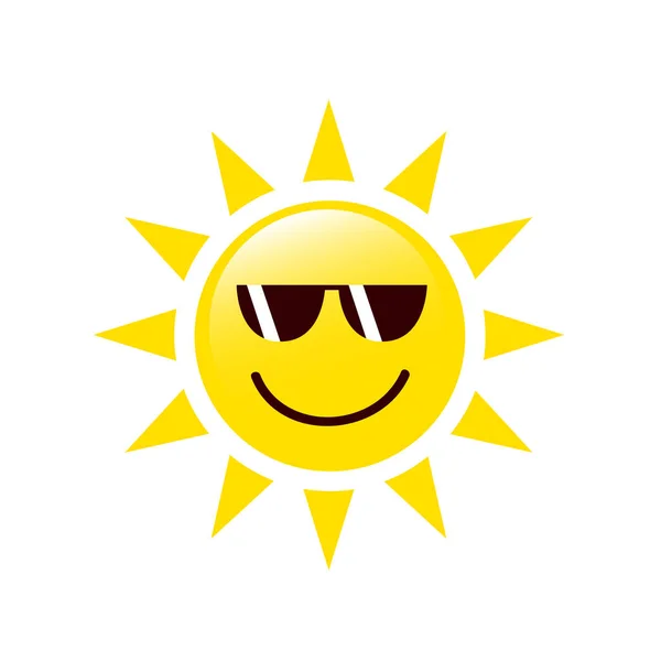 Verão cara de sol com óculos de sol e sorriso feliz — Vetor de Stock