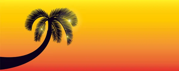 Silueta de palmera sobre fondo naranja para el diseño de vacaciones de verano — Archivo Imágenes Vectoriales