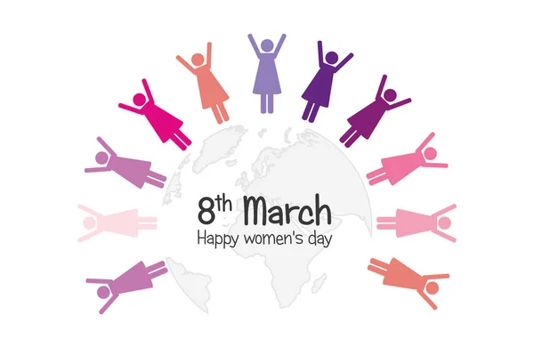 International womans day 8th march women around the world — Stock Vector