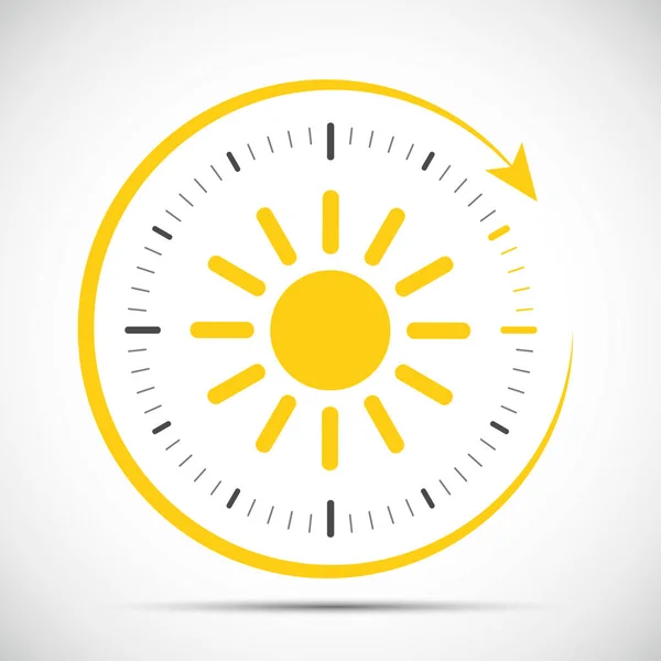 时钟与太阳夏天时间变化 — 图库矢量图片