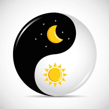 Güneş ve ay yin ve yang ve gündüz uyum
