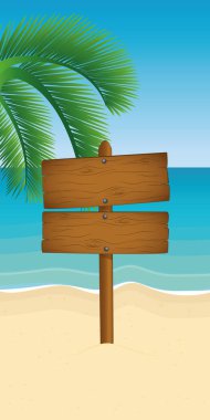 ahşap tabelada palm beach yaz tatili