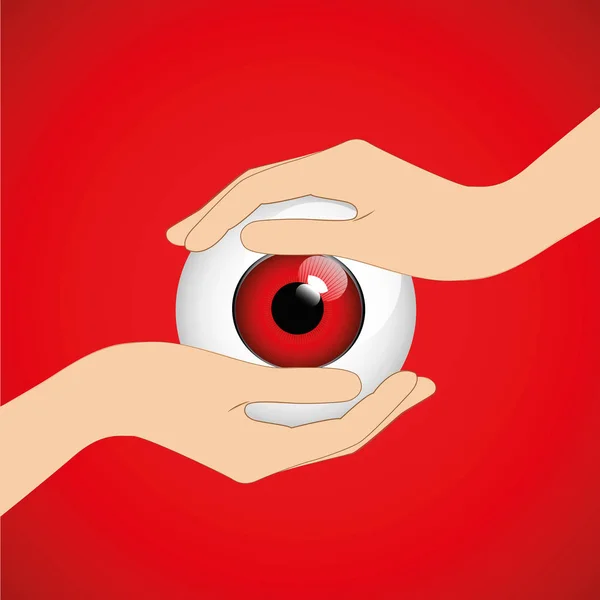 Mani tenere gli occhi rossi irritati — Vettoriale Stock