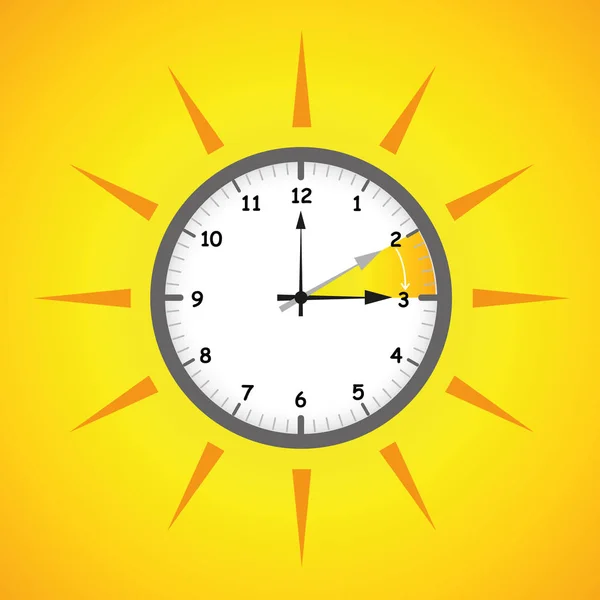 Sun clock summer time daylight saving time — Stock Vector