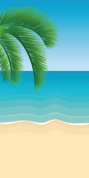 Пальмовый лист на фоне летнего отдыха на пляже — стоковый вектор