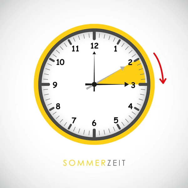 Sommerzeit Uhr Sommerzeit mit rotem Pfeil — Stockvektor