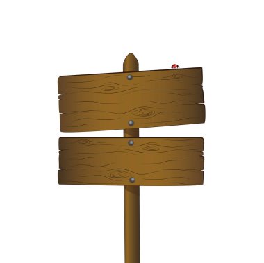 uğur böceği ile beyaz arka plan üzerinde izole ahşap işareti