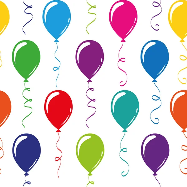 Fără sudură model colorat ziua de naștere baloane petrecere — Vector de stoc